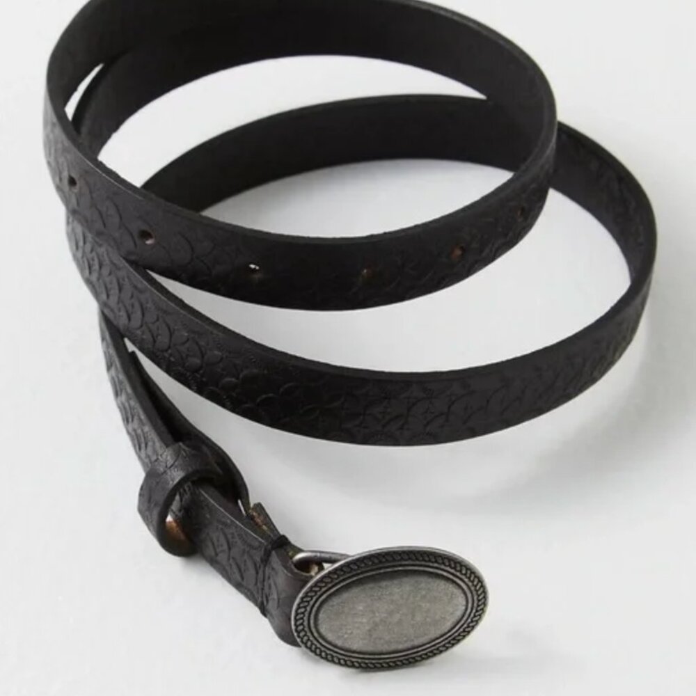 Free People Black Embossed Belt